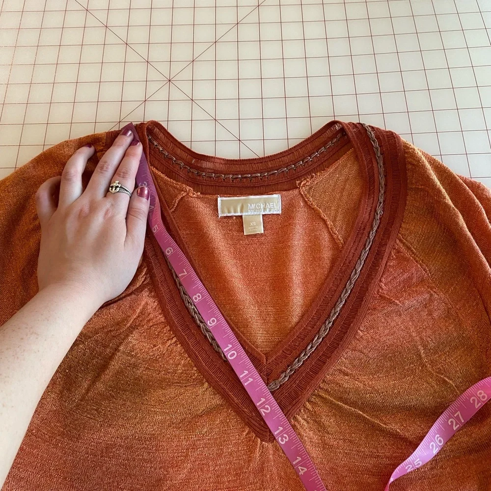 Michael Kors beautiful boho orange sunset blouse summer top size XS